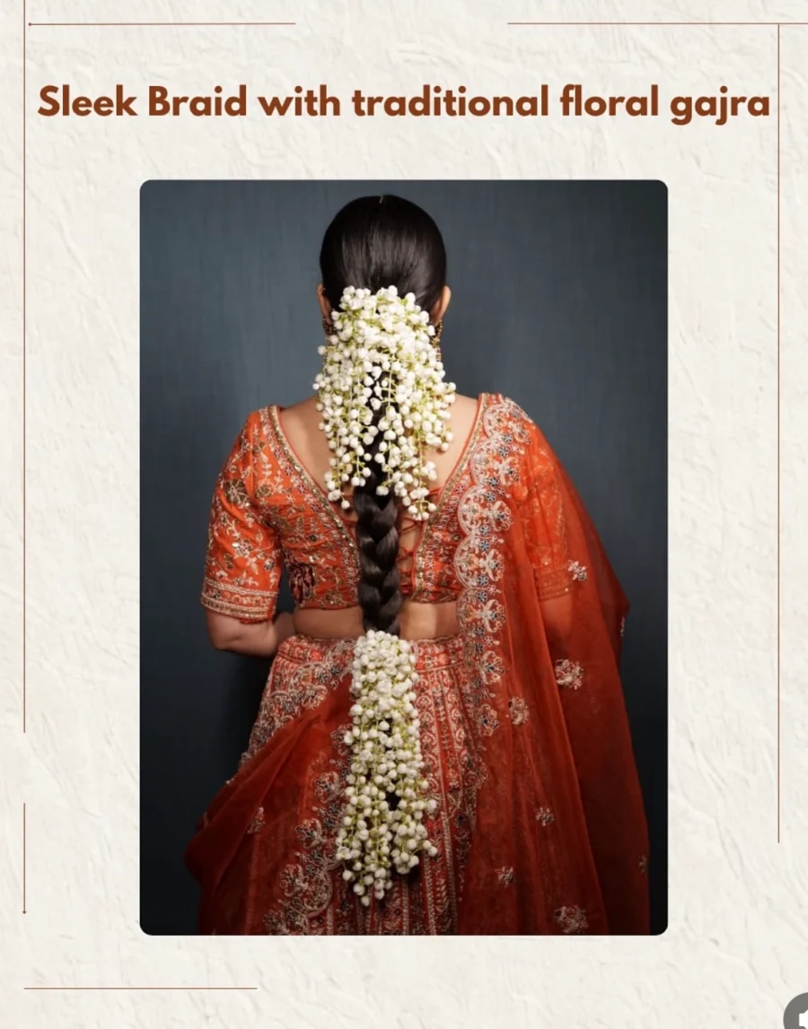 Sleek Braid with traditional floral gajra